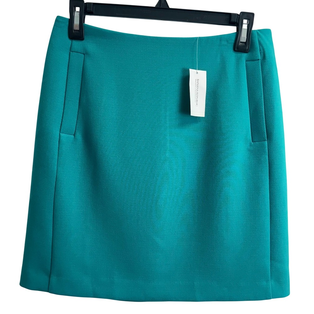 Banana Republic Teal Blue A-Line Mini Skirt w Pockets Size 4 NWT